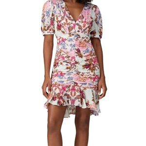 Adelyn Rae Abbie pink floral mini dress large Spring Easter
